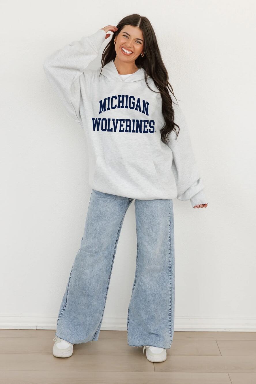 NEW Gameday Couture Michigan Wolverines Hoodie Heather Gray Oversized Size M
